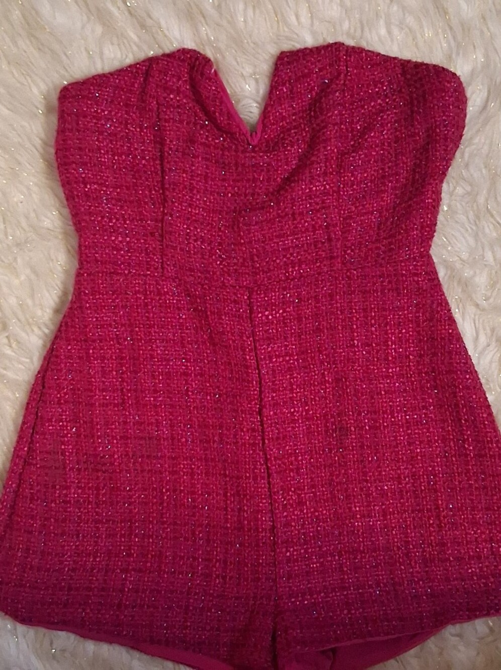 NWT DO+BE Strapless Hot Pink Tweed Romper